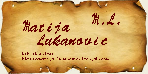 Matija Lukanović vizit kartica